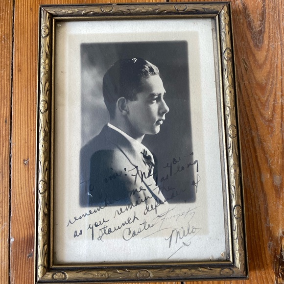 Vintage Autographed Photograph of a young man/Framed Mid-Century